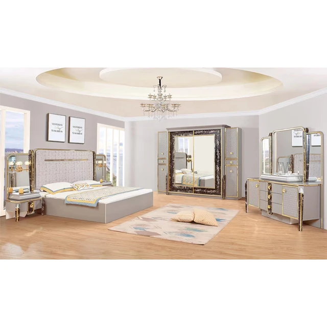 Deluxe Design Bed Room Furniture Bedroom Set King Wooden Bed Furniture Suite 1