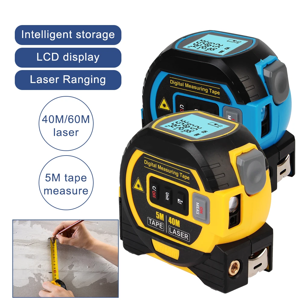 

NICEYARD Laser Rangefinder Building Measurement Device 5M LCD Display with Backlight 3 in 1 Tape Measure Ruler Distance Meter