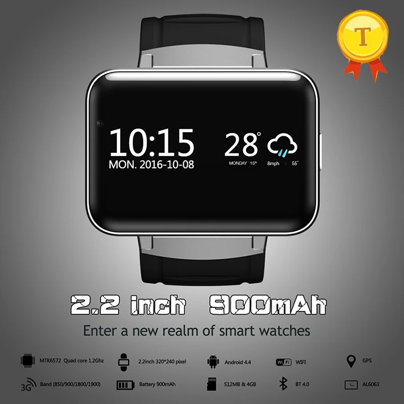 big Screen Men's DM98 Smart Watch Phone Android 512MB+4GB hd