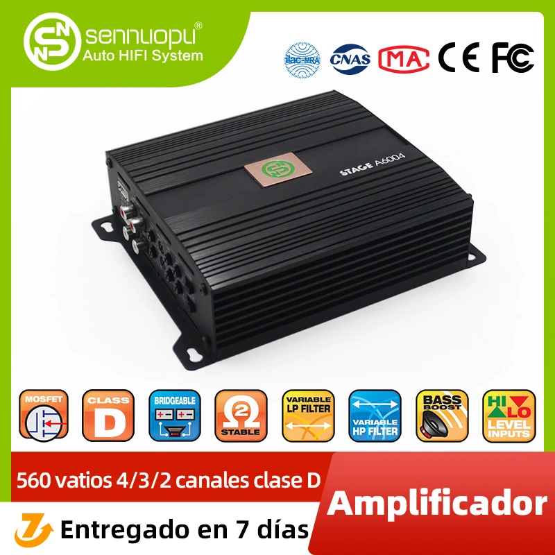 Sennuopu procesador de Audio automotriz A6004, amplificador de sonido para coche, 4 canales, 12 V, caja Bluetooth, 2 canales, estéreo, Clase Amplificadores multicanal| - AliExpress