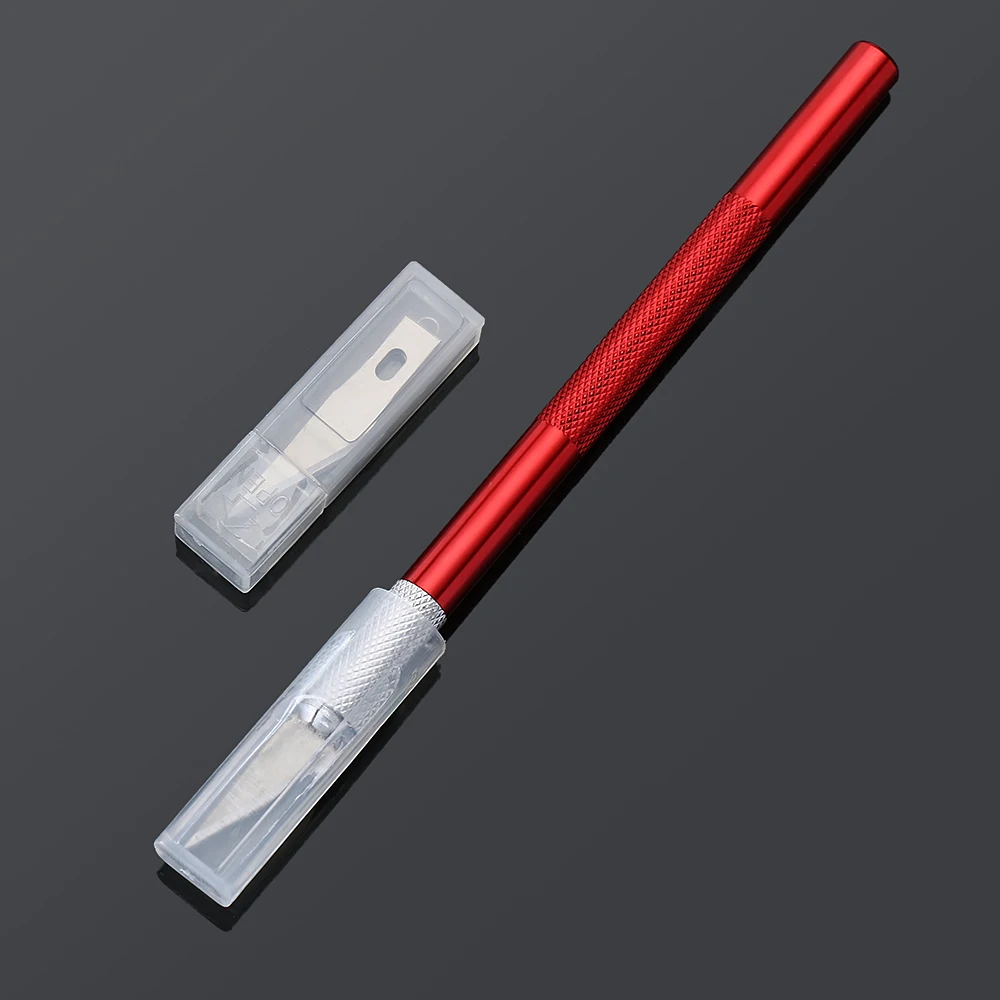 Multi-color Metal Handle Knife 6Pcs Blade Knife Scalpel Cutter Engrave Non-Slip Carving Pastry Mat Cutting Model Making Tools