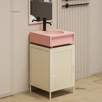 โมเดิร์นสไตล์อุตสาหกรรมห้องน้ําอ่างล้างจานอ่างล้างจาน Creative Home อ่างล้างหน้าโลหะ Commercial Simple สีห้องน้ํา Vanity ตู้ 1