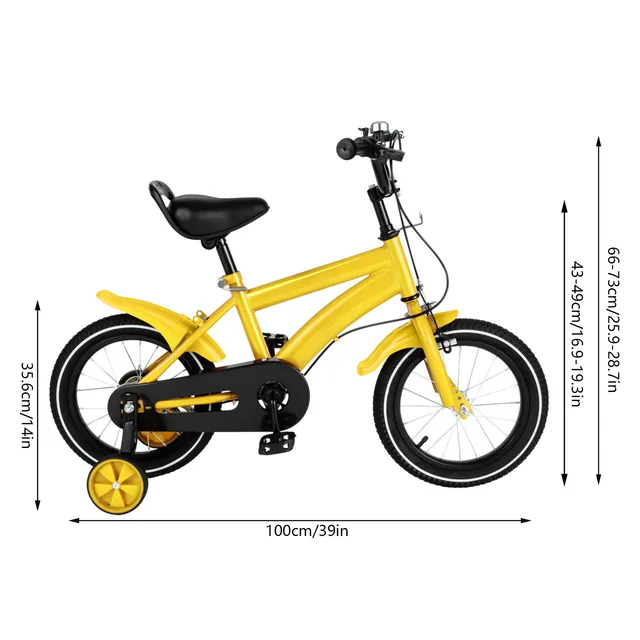 Vélo pour enfants de 14 pouces avec roue amovible, vélo réglable unisexe pour enfants de 50-55 cm, cadre en acier au carbone 1