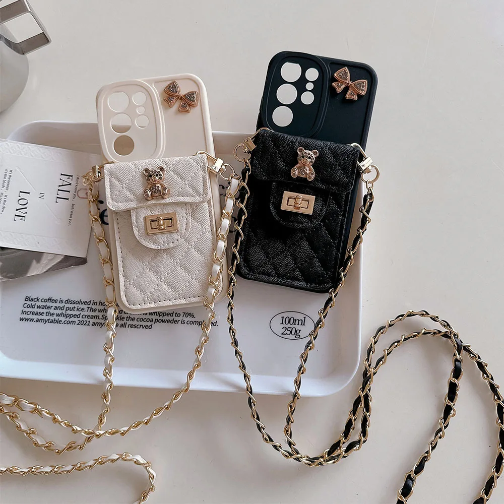 Wallet Bear Butterfly Lanyard Phone Case