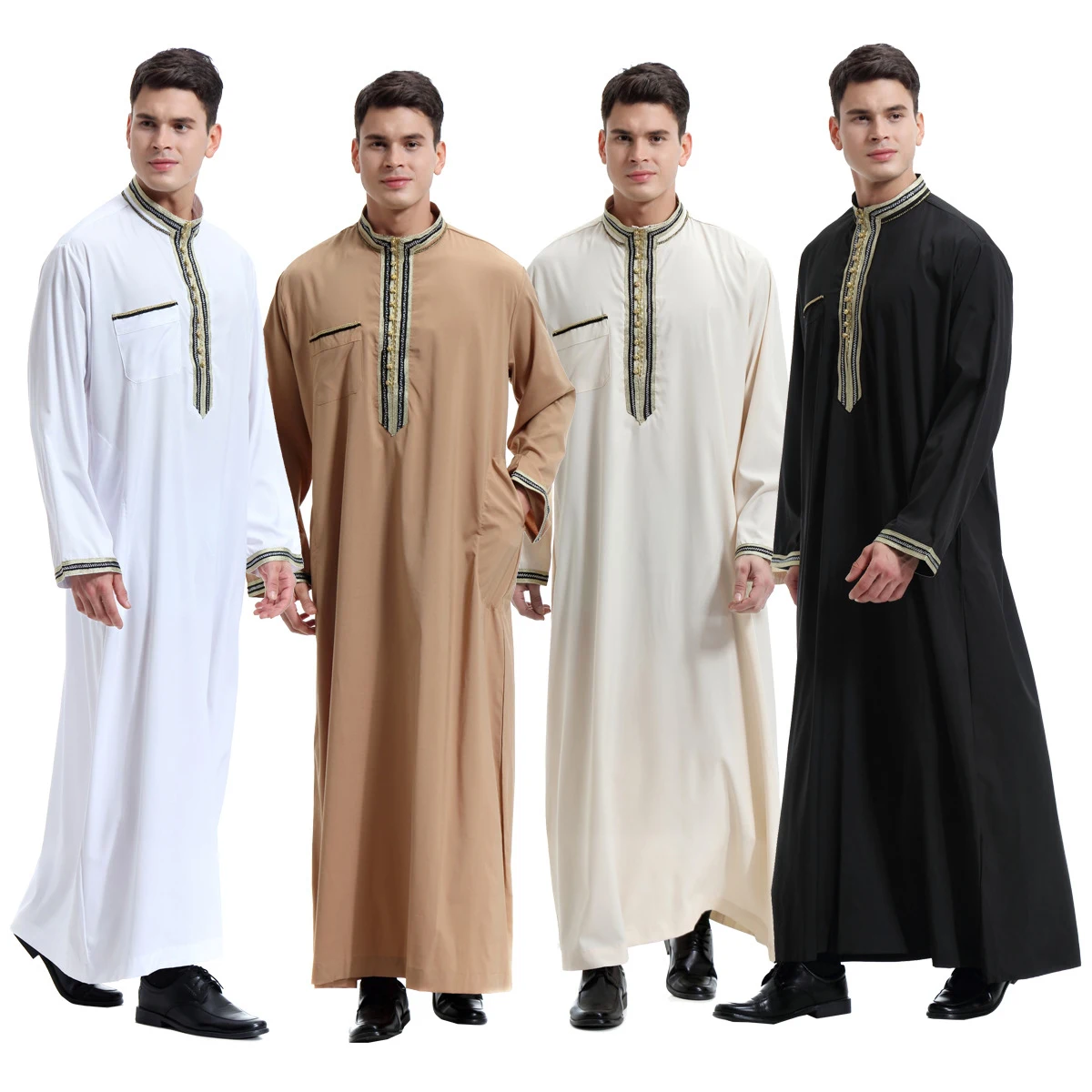 

Arabic Long Robes Men Saudi Arabia Jubba Thobe High Quality Kaftan Islamic Clothes Muslim Arab Abaya Dubai Tukey Black Dress