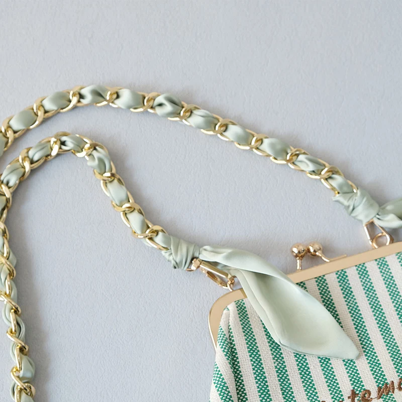 Neue Mode Frühjahr Frau Handtasche Zubehör Ketten Abnehmbare Lange Kreuz körper Solide Seide Strap Frauen Luxus Kette Tasche Griffe – Detail 18