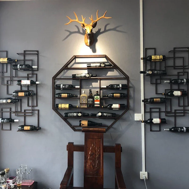 Living Room Wrought Iron Bar Wine Cabinets European Wall Mounted Display Cabinet Modern Home Wine Rack Meuble Bar Furniture