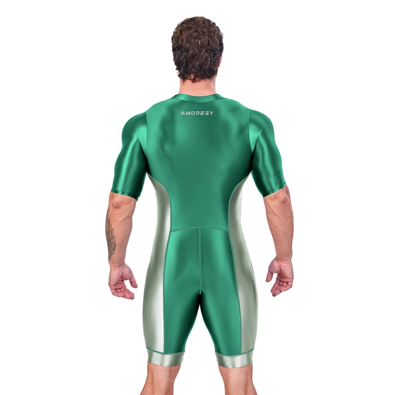 Sexy Japan Spandex Glossy Sports Tights Color-blocked Five-quarter Pants Swimwear Fitness wear Multi functional Cycling jumpsuit