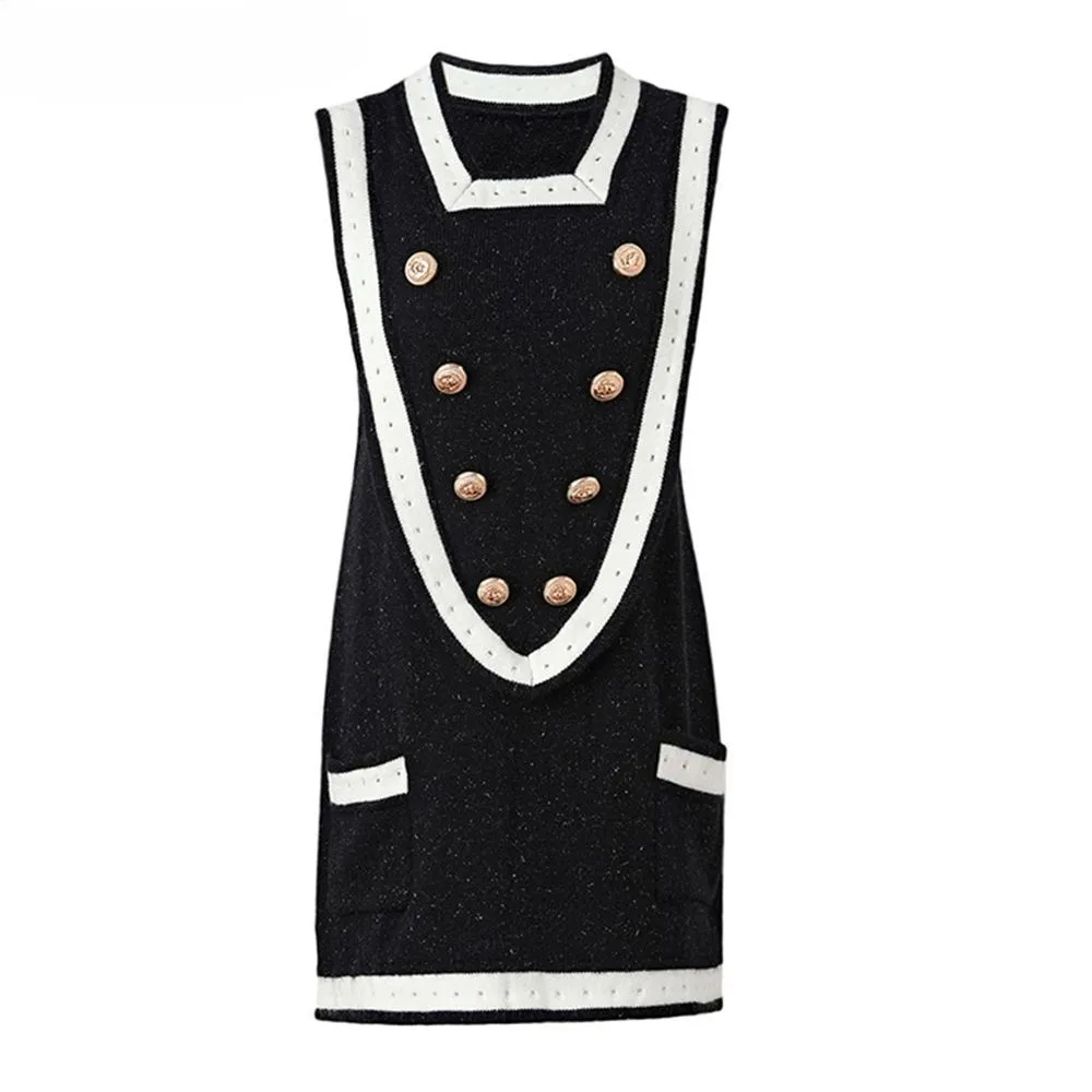 

High Quality Fabulous Price Sleeveless Tank Swater Black Knitting Women Dress Short Length Casual Designing
