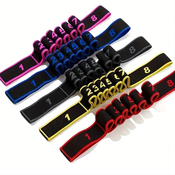Yoga Stretching Band 8-segment Digital High Elasticity Fitness Products Double Layered Composite Webbing Dance Tension Band