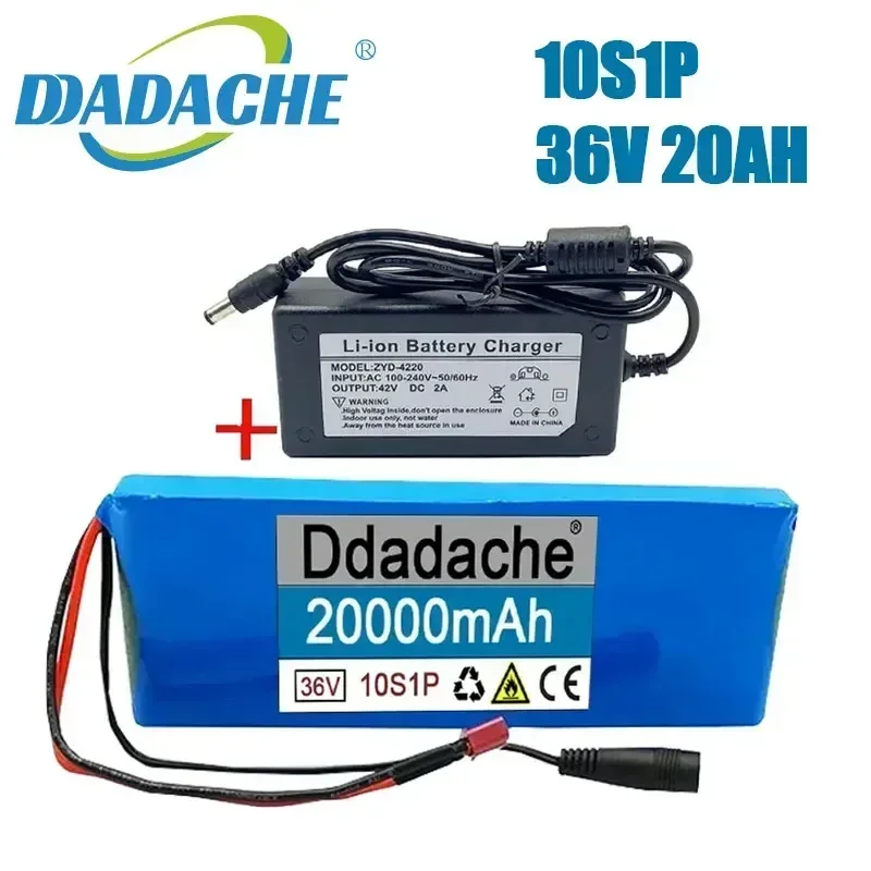 10S1P 36V 20000mAh Battery Pack 20Ah 18650 Lithium Li-ion Rechargeable Batteries Electric Car Bicycle Scooter 20A BMS 500W lithium battery pack electric bike battery case ebike battery connector