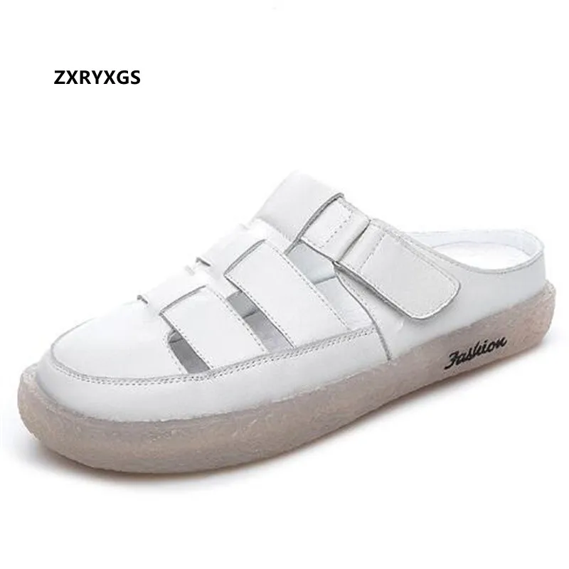

2022 New Summer High Quality Genuine Leather Slippers Women Sandals Sneakers Flat Soft Sole Comfort Slippers Women Sandal Shoes
