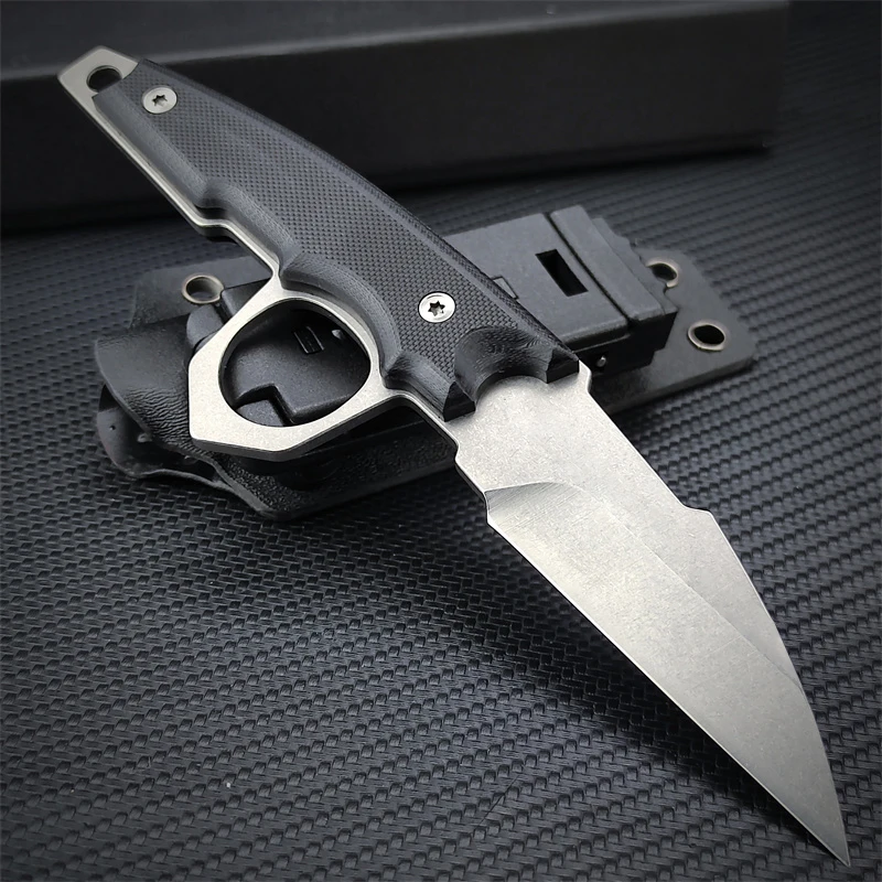 

Outdoor Fixed Blade Ring Knife Tactical Survival Pocket Knife 7Cr13Mov Blade G10 Black Handle Camping Tools Gift Kydex Sheath