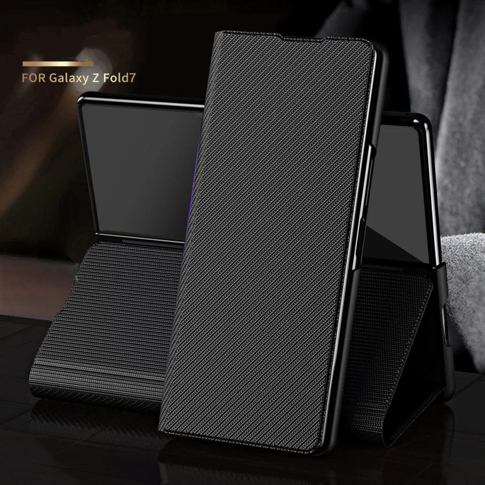 Kevlar Matte Leather Pattern Anti-Fingerprint Folding Business Case
