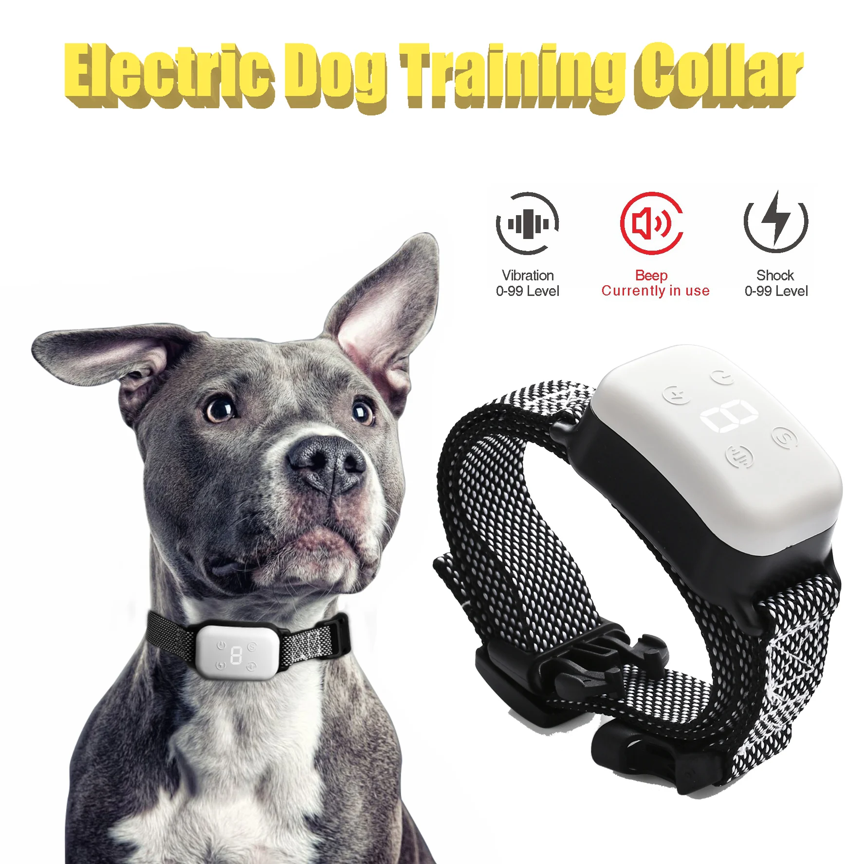 

New Electric Dog Training Device Pet Dog Automatic Bark Collar No Barking Stop Rechargealbe Anti Bark Collar Waterproof for Dog