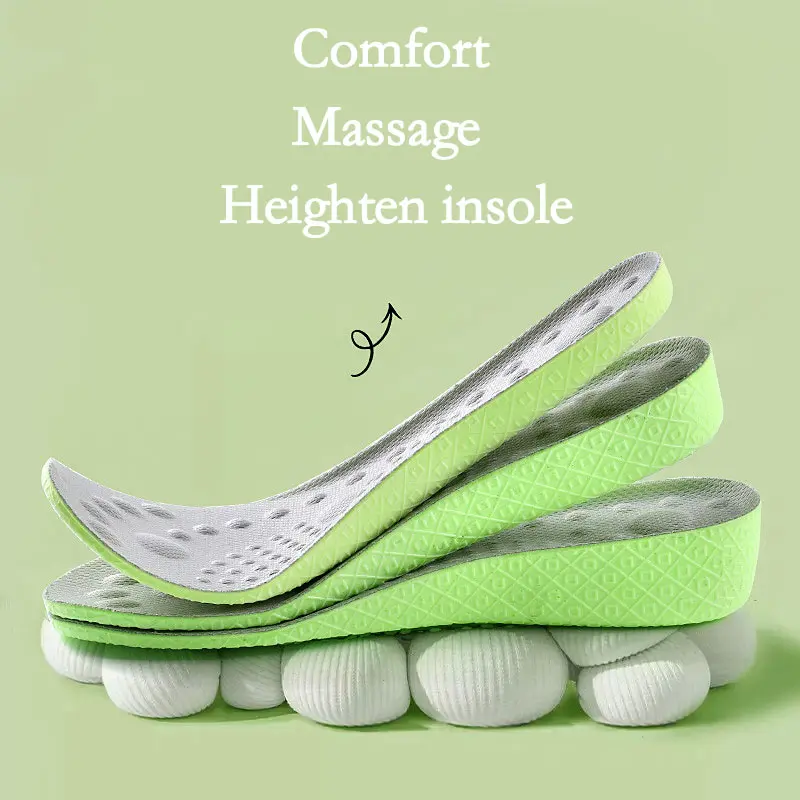 

1.5-3.5cm Invisible Height Increase Insoles Acupressure Massage Memory Foam Insoles Breathable Insoles Man Women Shoe Insole