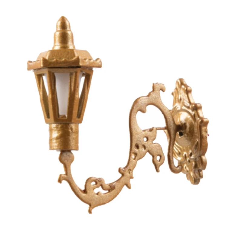 1/87 Scale Model Wall Light Warm Yellow Classic Wall Mount Gooseneck Lamps Street Lamp Railroad Park Lamps
