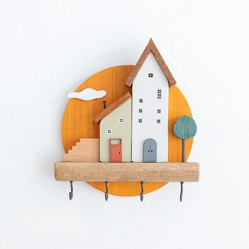 

Cute Key Wooden Storage Rack Ins Storage Porch Wall Hanging Into The Entrance Wall Decoration Hook