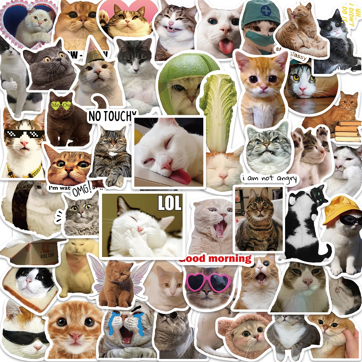 

50pcs Kawaii Cat Cartoon Sticker For DIY Scrapbook Laptop Stationary Guitar Suitcase Car Stickers Cute Animal Decals Kids Toys