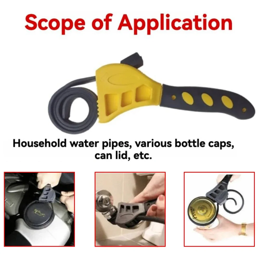1Pcs 6/8inch Belt Wrench Oil Filter Puller Strap Spanner Chain Wrench Strap Opener, Adjustable Disassembly Tool