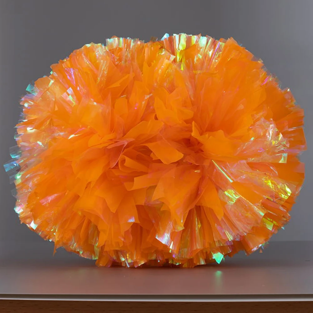 1PC Plastic Handle Metallic Shine Streamer Pompoms Cheerleading Cheering Pom Pom Ball Cheering Dance Decorator Club Sport Supply