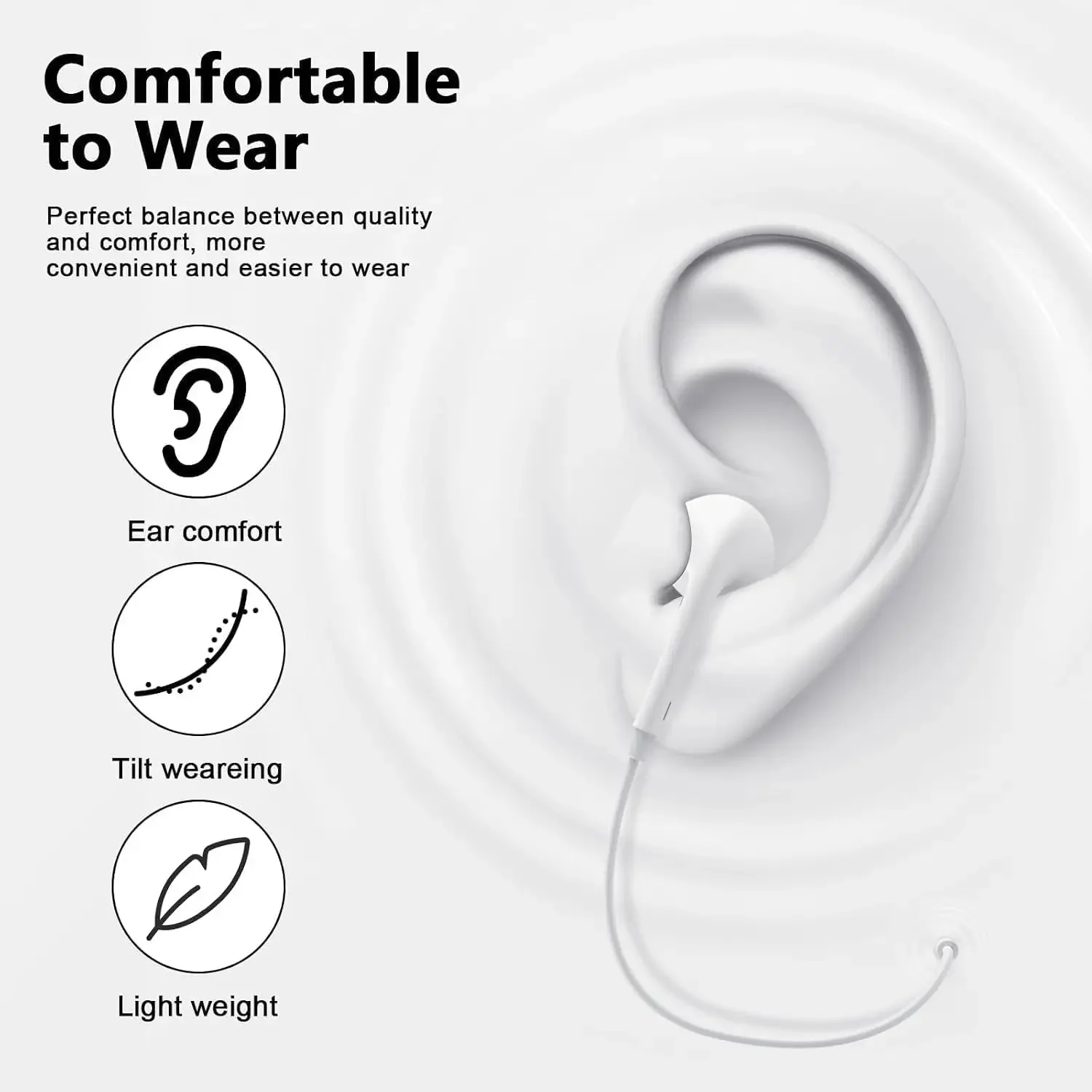 Type-C Wired Semi-in-Ear Earphones with Mic and Volume Control - Includes USB Adapter
