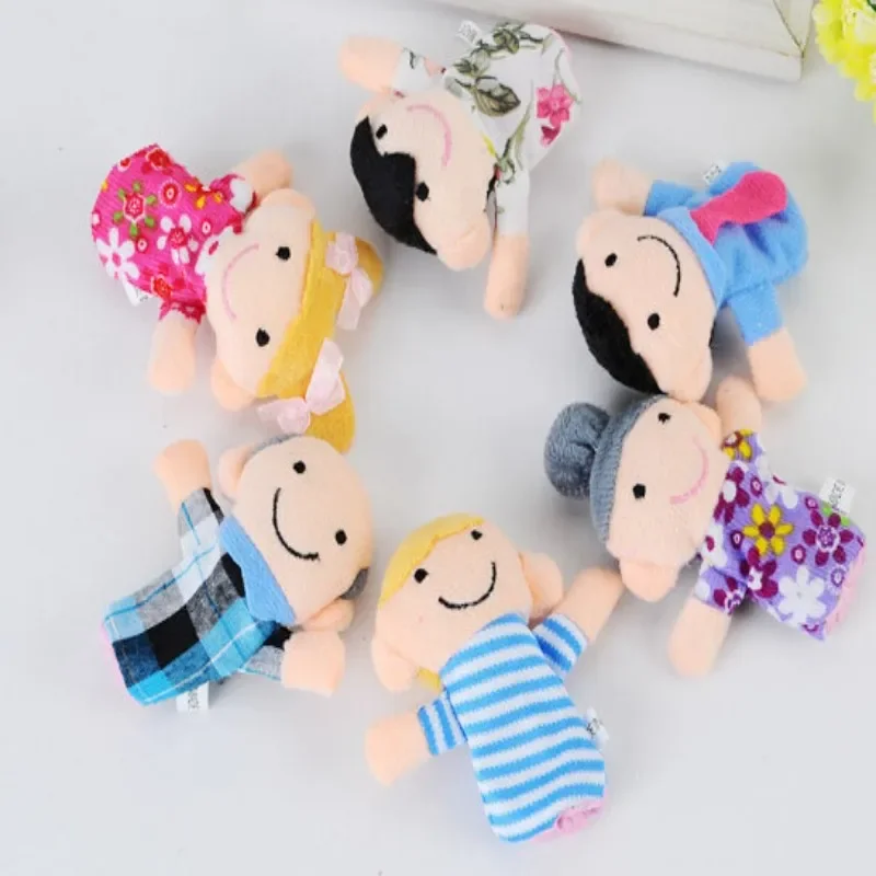 6Pcs Finger Puppets Baby Kid Plush Cloth Play Game Learn Story Family Finger Puppets Toys for Children Role Play Tell Story Prop 4pcs ribbon kite waist belt band ribbon tail catch game prop sensory learning educational for children kids