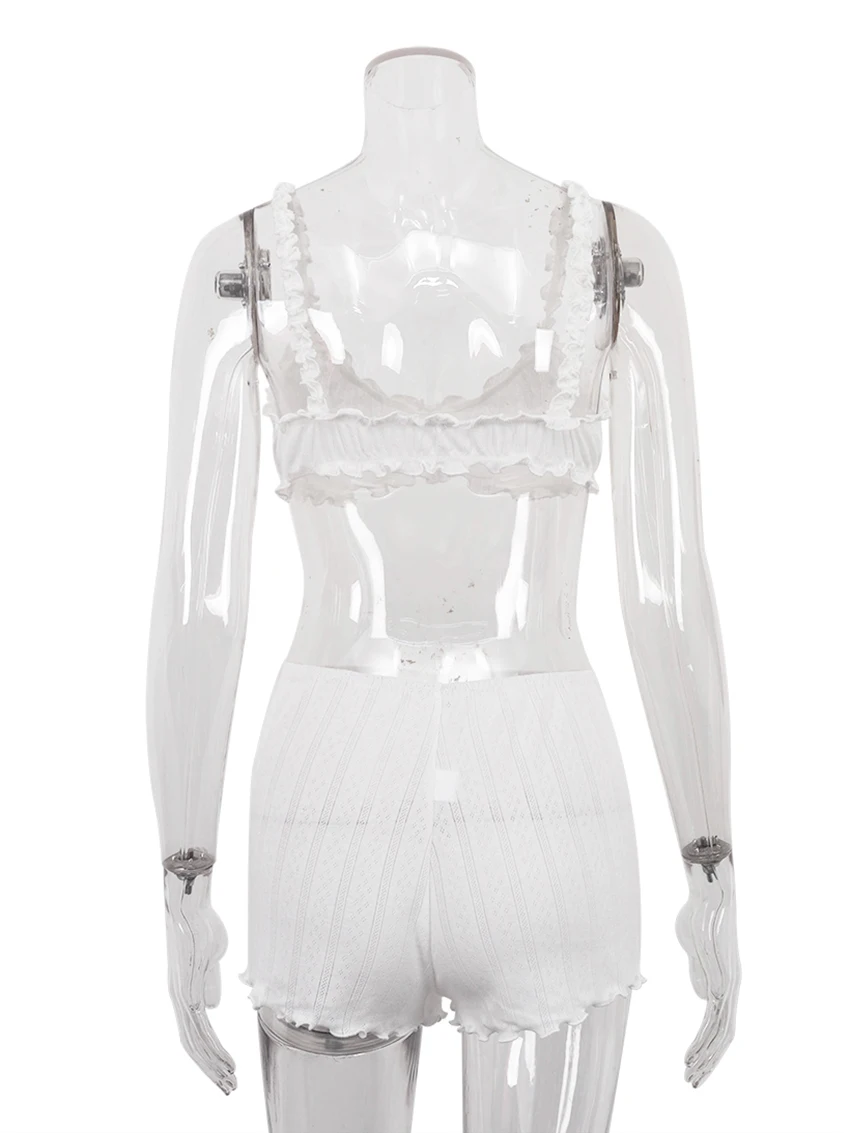 Fashion Female Sleepwear Set Spaghetti Strap Pajamas Crop Top Nightie Tank Tops Pyjamas Shorts Casual Nightgowns Suit