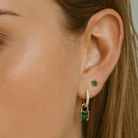 ROXI INS Creative Square Crystals Pendant Hoop Earrings for Women Sterling Silver 925 Zircon Jewelry Pendientes plata Charms - Image 2