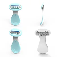 Portable Women's Safety 4-Blades Shaving Razor Body Face Bikini Underarm Hair Removal Manual Shaver Tool With Travel Case 2