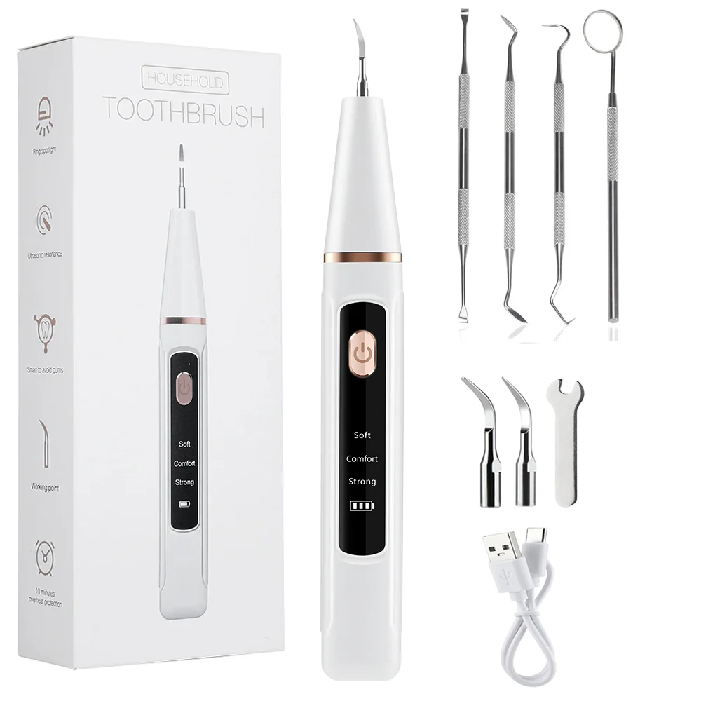 Elétrica Ultra-sônica Dental Scaler com Led Clareamento dos Dentes Sonic Tártaro Mancha Limpador Removedor de Cálculo