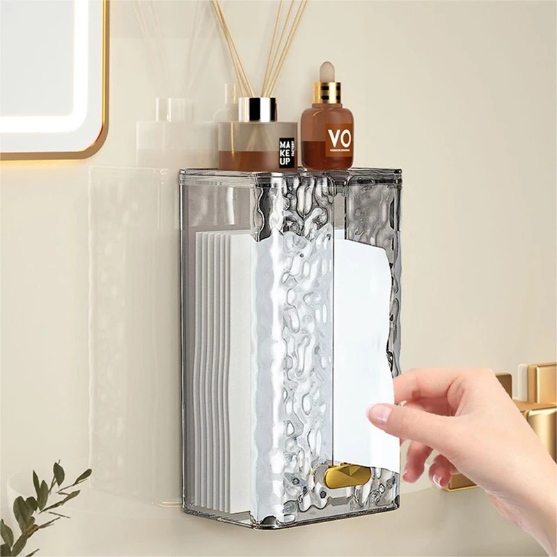Luxury Tissue Box Wall-Mounted Acrylic Transparent Tissue Box Table Napkin Holder Bathroom Paper Box Tissue Paper Dispenser 6
