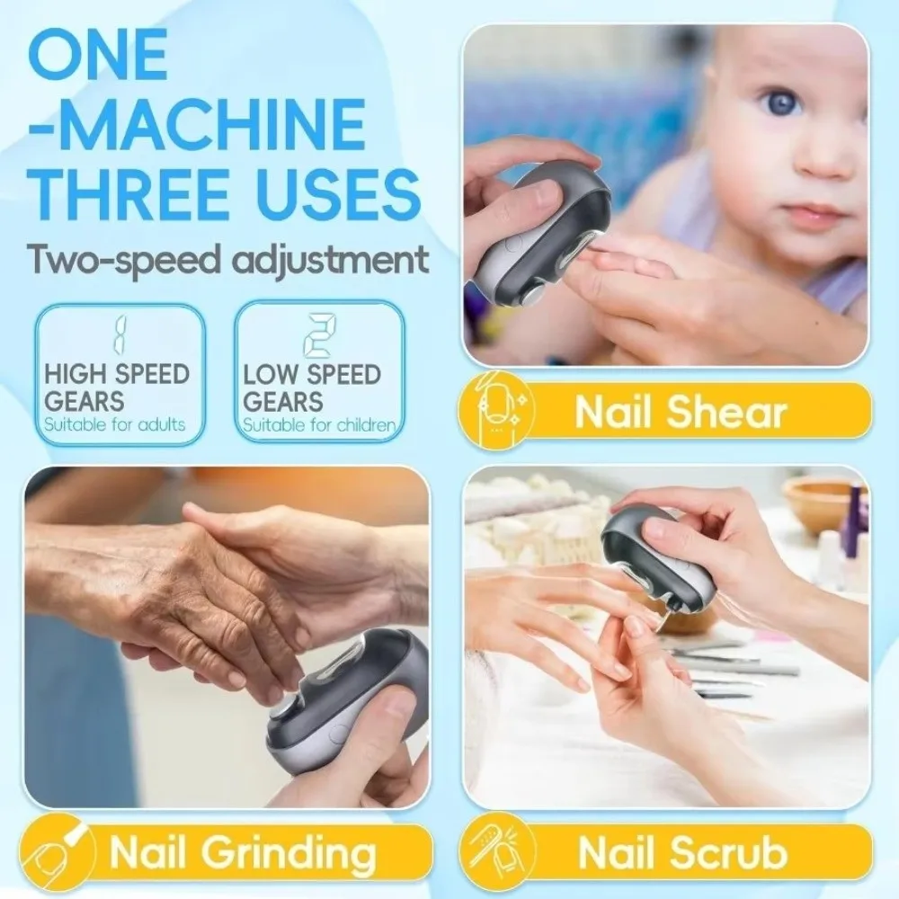 3 in 1 Easy Clip Nail Clippers with LED Light Portable Smart Nail Clipper for Seniors Electric Nails Care Tool