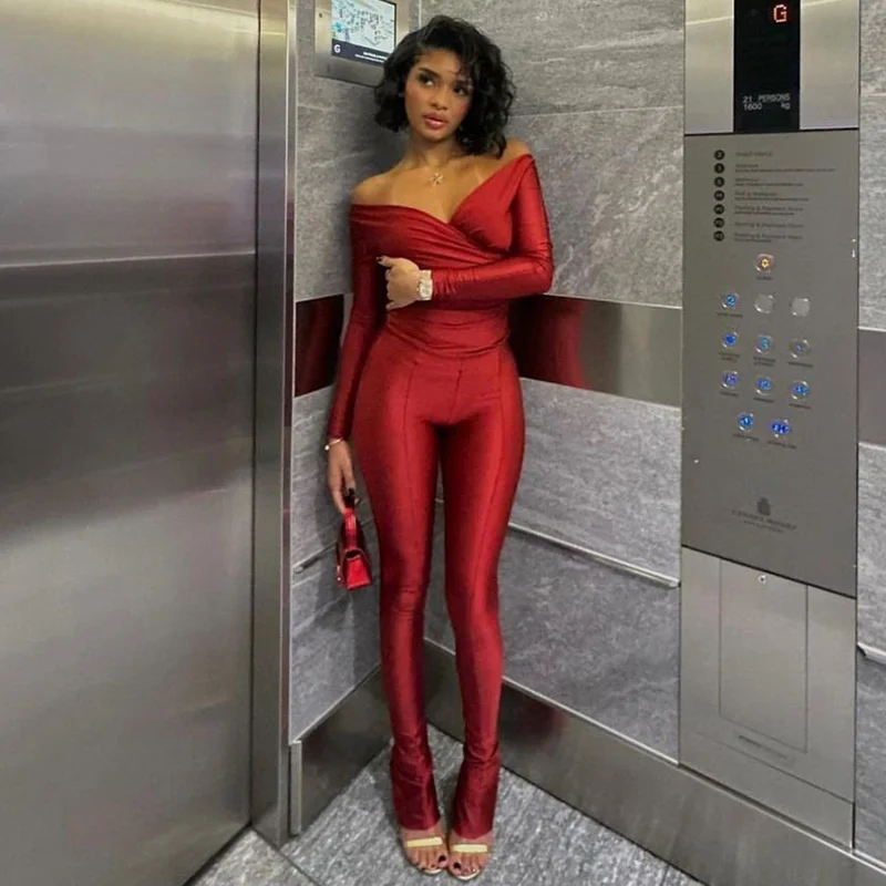 Sexy Solid Color Sports Suits Women's High Waist Slim Fit Stretch Pants Wide Shoulder Backless Tops Female Casual Two-piece Set