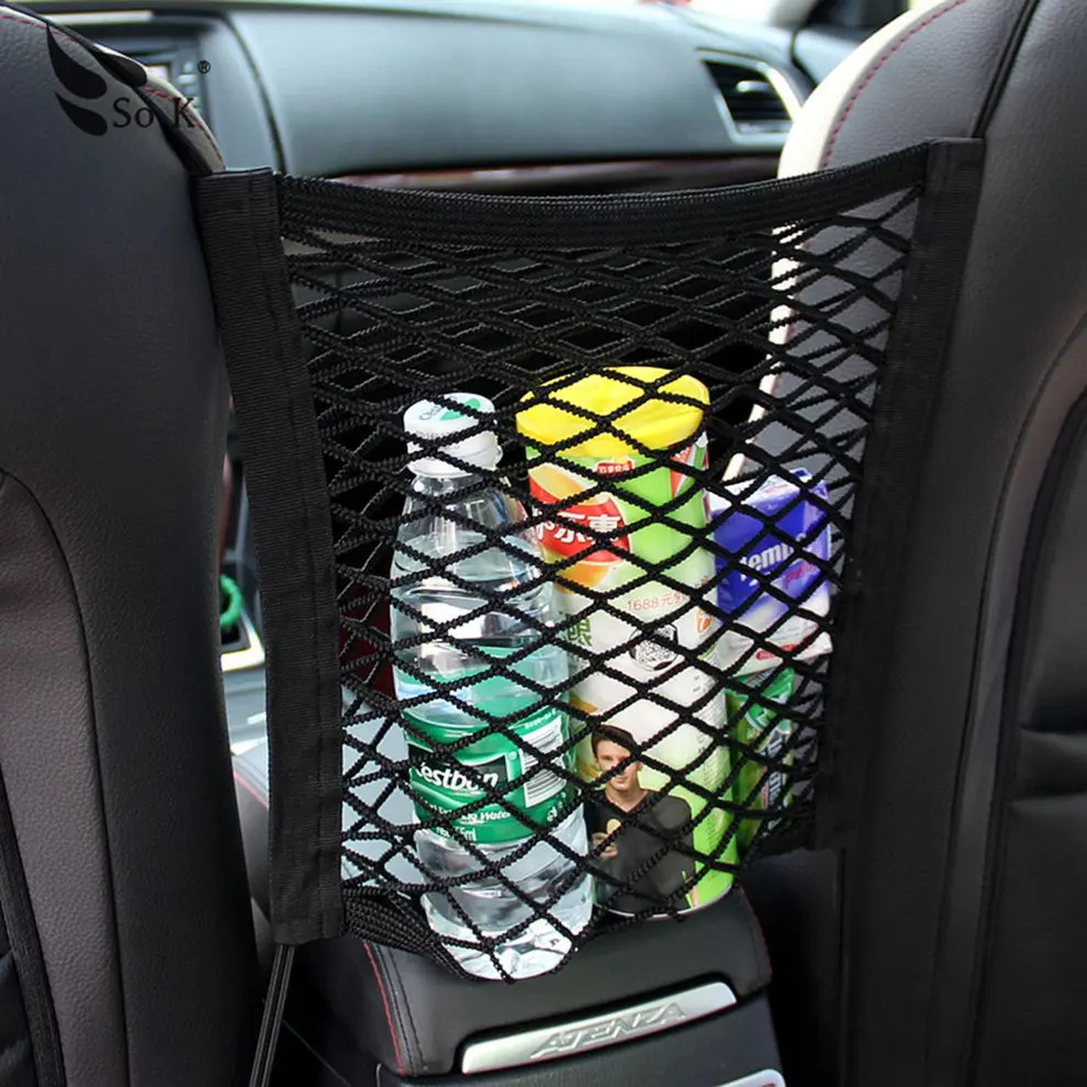 Kaufe Auto Lagerung Große Kapazität Elastische Mesh Net Tasche Zwischen Auto  Organizer Zurück Strage Tasche Gepäck Halter Tasche Für Auto Styling