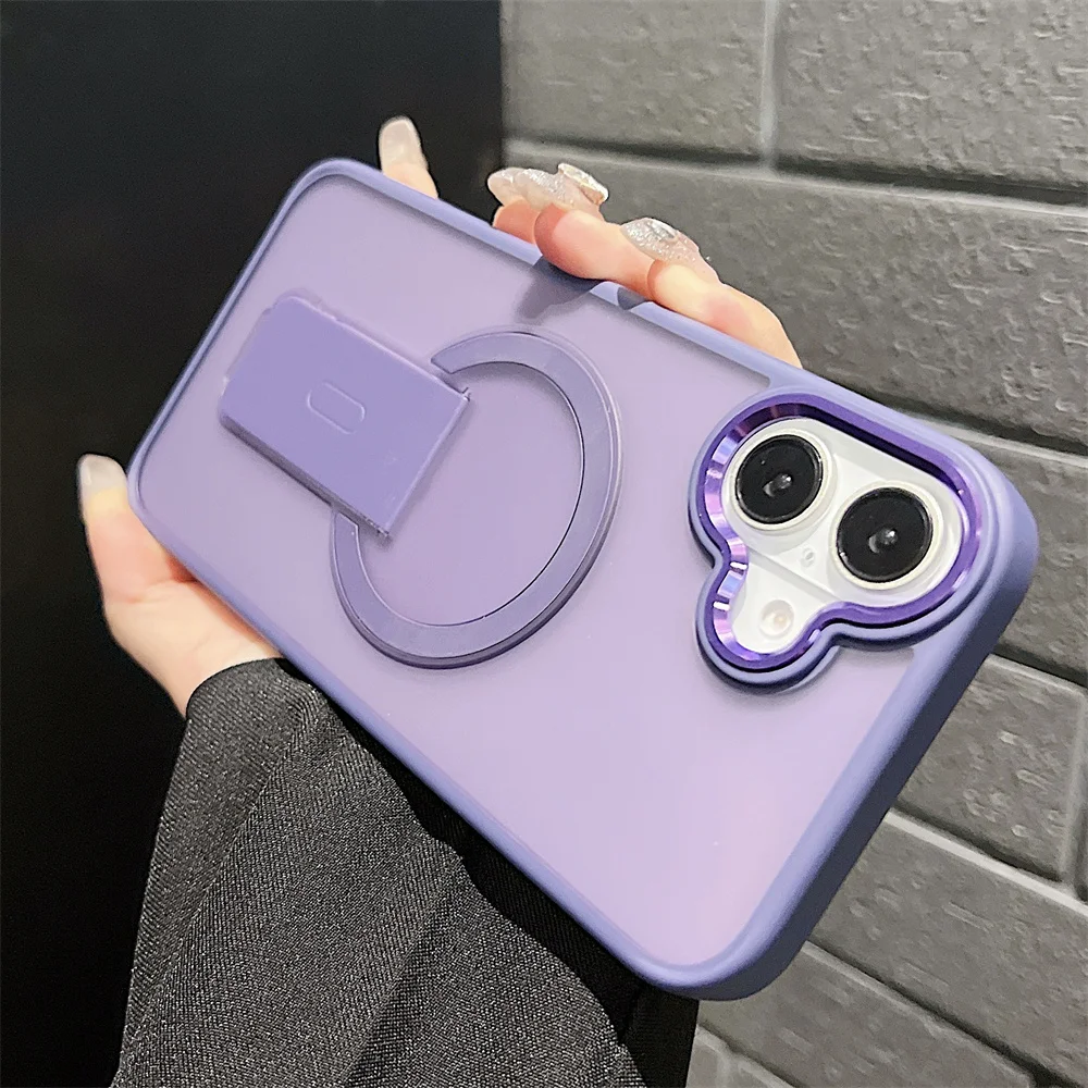 Coque de téléphone magnétique translucide mate pliable pour iPhone 16 15 14 13 12 11 Pro Max, coque arrière givrée antichoc de luxe_voghion.com