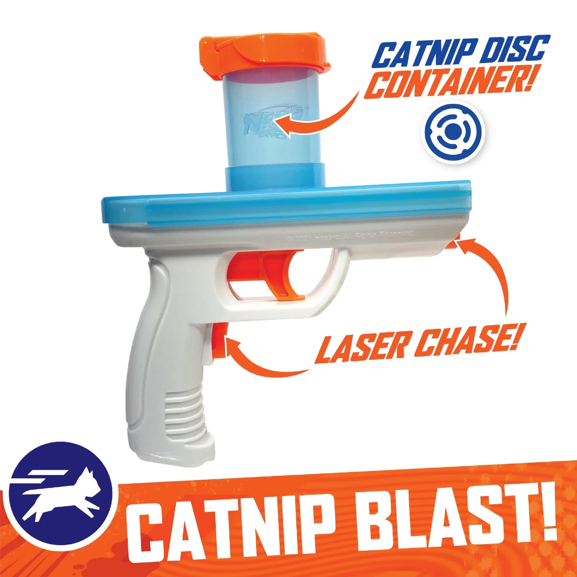 Nerf Cat Catnip Disc Treat Blaster Cat Toy with 3 Catnip Discs