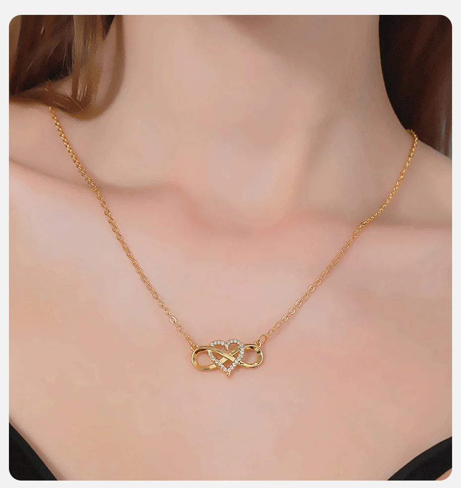 Vnox Unendlichkeit Herz Halskette für Frauen, aaa cz Steine Kragen Jubiläum Geburtstag Schmuck Geschenke für Frau Freundin Mutter Tochter – Detail 2