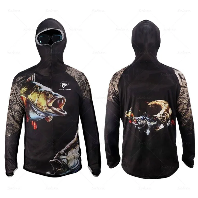 2023 Summer Long Sleeve Hooded Fishing Shirts Sun Protection