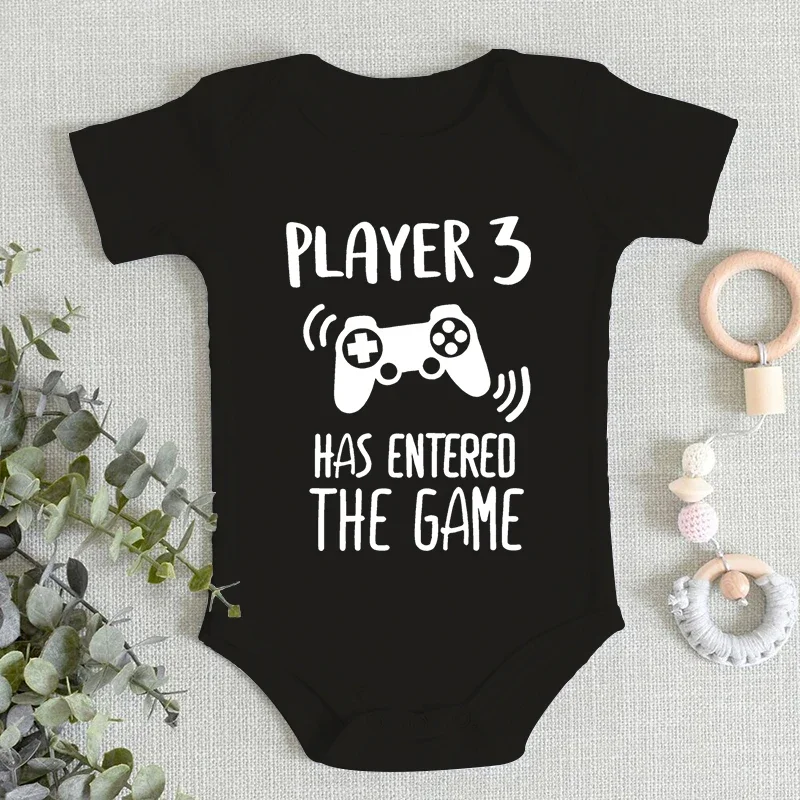 Cute Baby Onesies "Player 3 Has Entered The Game" Funny Jumpsuits Newborn Cotton Boys Girls