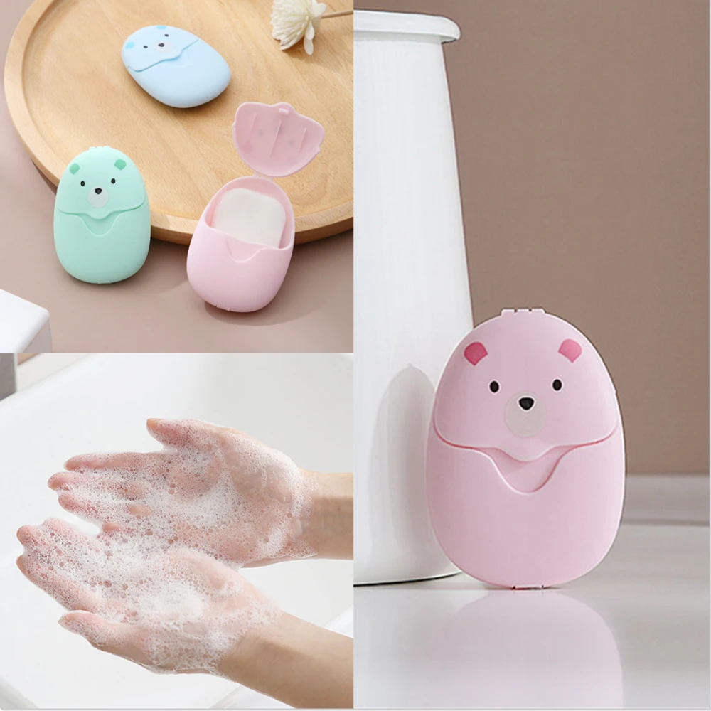 Disposable Soap Paper 50/100Pcs Disposable Cleaning Soap Paper Cartoon Paper Soap Tablets For Travel Portable Mini Traveling Bath Tools