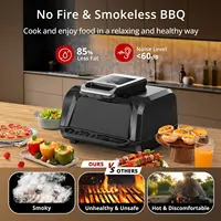 7-in-1 Smokeless Indoor Electric Air Grill Fryer Combo with See-Through Window Removable Plates,up to 450°F,1750W,Even Heat,4Qt 1