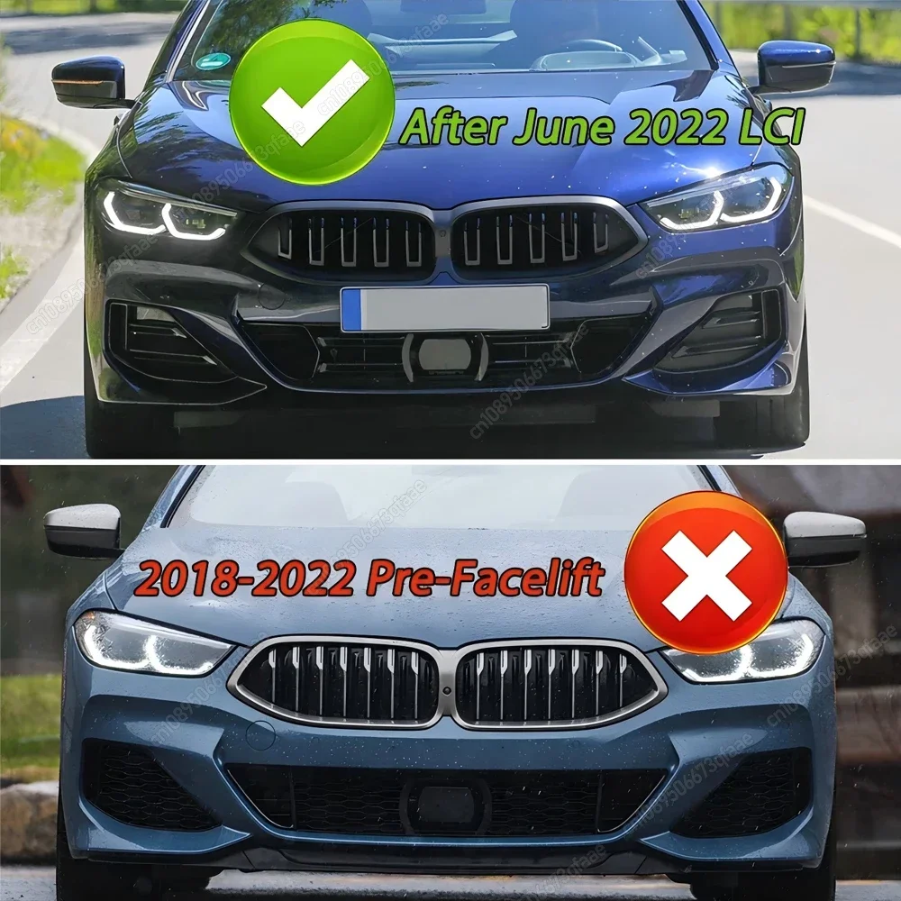 BMW 8 시리즈 G14 G15 G16 840i 840d M850i M-Sport 2022-2024 Bodykits Tuning 용 듀얼 슬랫 글로스 블랙 프론트 그릴 신장 그릴