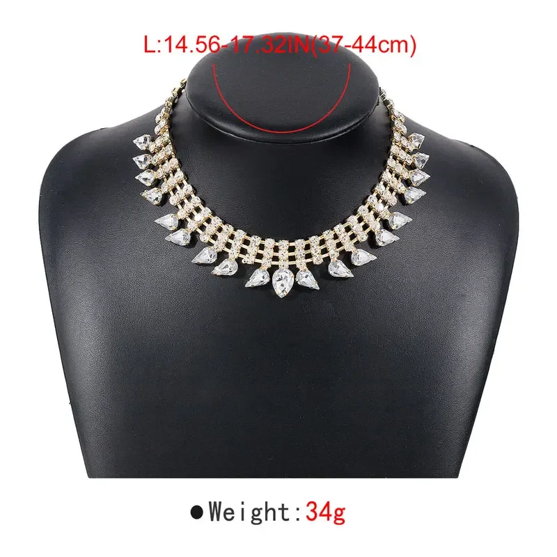 Multi-layered Water Drop Women's Necklace Full of Rhinestones Gorgeous Fashion Banquet Exaggerated Necklace For Woman Jewelry