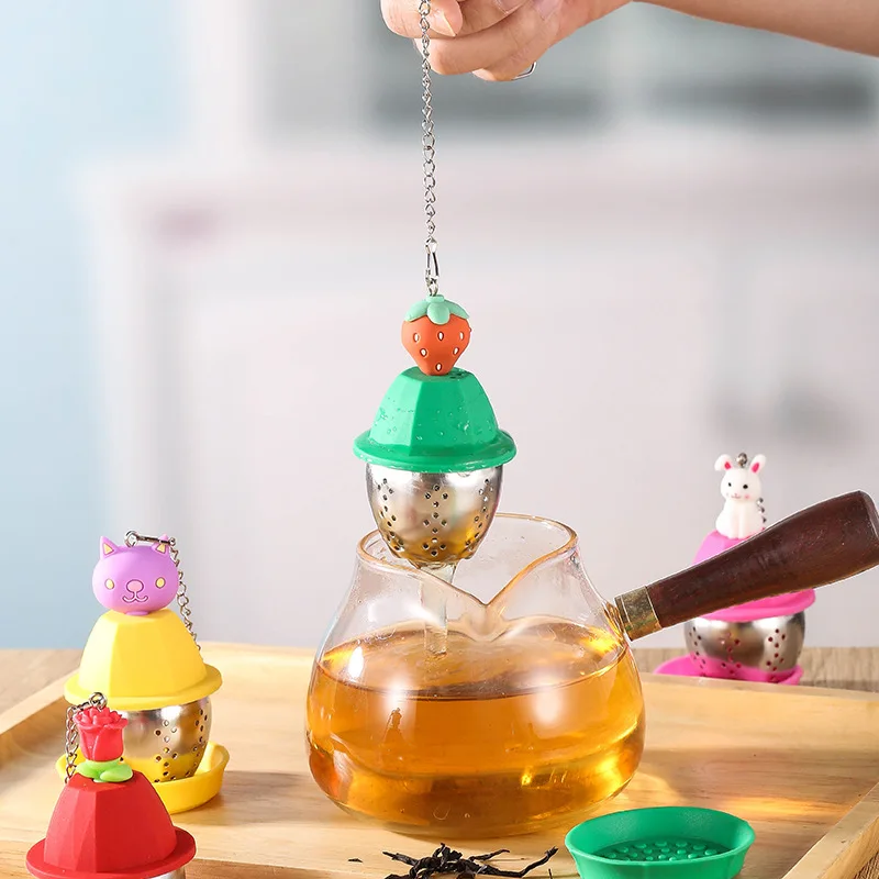 Cartoon Animal Silicone Tea Ball Infuser Stainless Steel Coffee Tea Cha Strainer Creative Kitchen Herbal Spice Filter Diffuser