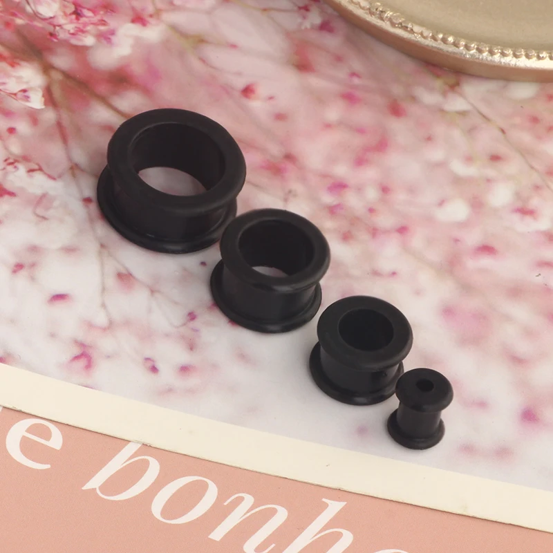 Piercing Tunnel Set Soft/Hard Silicone Flesh Ear Plugs 2g-25mm Flexible Ear Stretching Gauge Expander 6-24MM mix 10 size black
