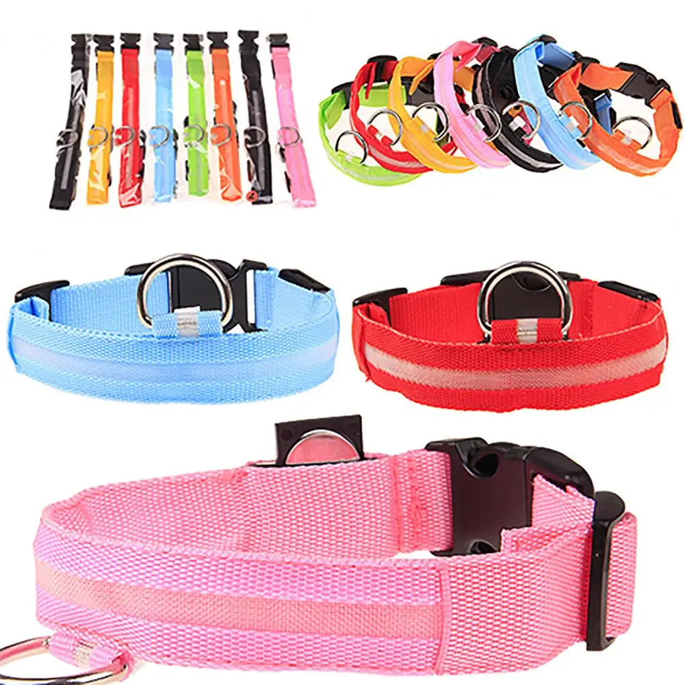 Dog Collar and Pet Collar LED USB Glowing Dog Collar Adjustable Flashing Neck Strap Rain Resistant Nylon