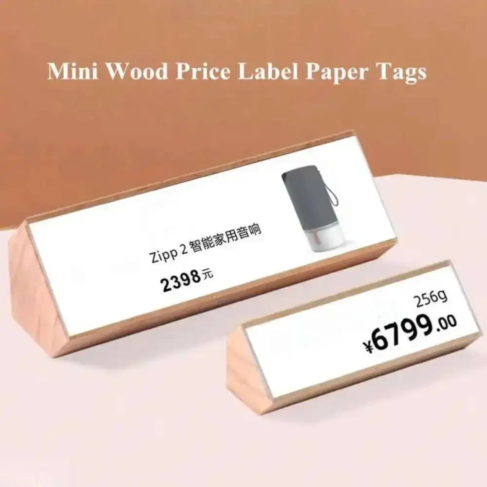 2 Stück 78x22mm Mini-Holz-Preisschilder Papieretiketten Tischnummern Platzkarten-Halter Kleine Acryl-Schildhalter Displayständer – Detail 2