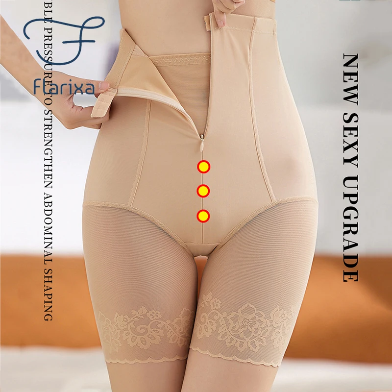 

Flarixa Plus Size Body Shaper Women High Waist Flat Belly Shaping Panties Zipper Tummy Control Underwear Butt Lift Pants Shorts