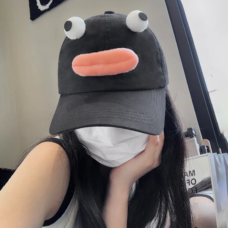 

2023 New Funny Cartoon Cute Big Eyed Baseball Hat Men's and Women's Spring and Autumn Casual Outdoor Adjustable Sport Sun Cap
